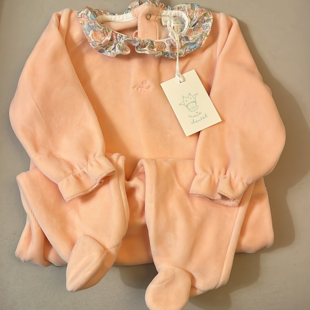 NWT Chantal Marie pink velour sleep suit size 3 m